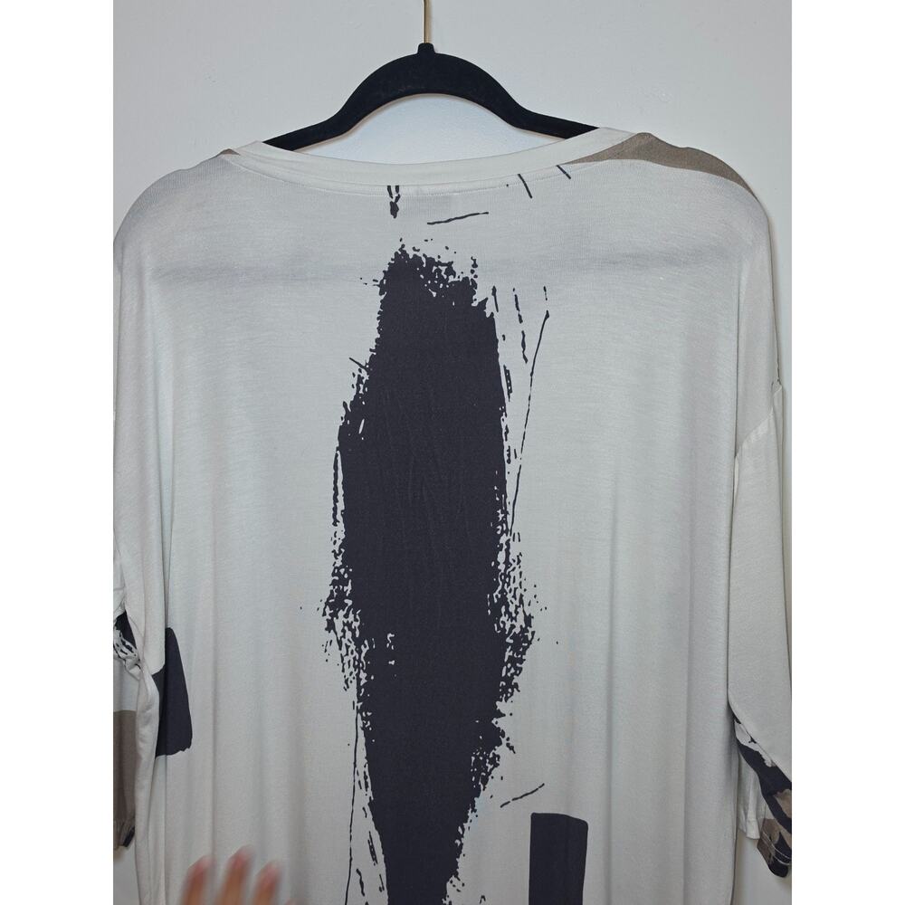 Lemon Grass Bamboo Tee Lagenlook Oversized Tunic Abstract Small NWT - Picture 5 of 8